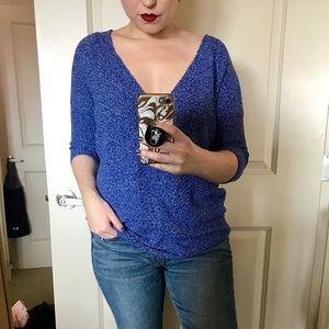 Express Blue V-Neck Cotton Sweater